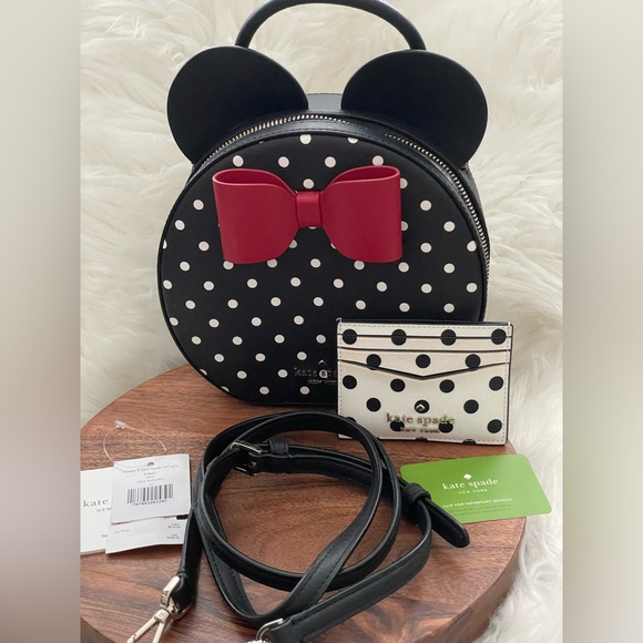 KATE SPADE Disney Minnie Mouse K4641 Round Bag w/White Polka Dot Card Holder - Picture 1 of 13